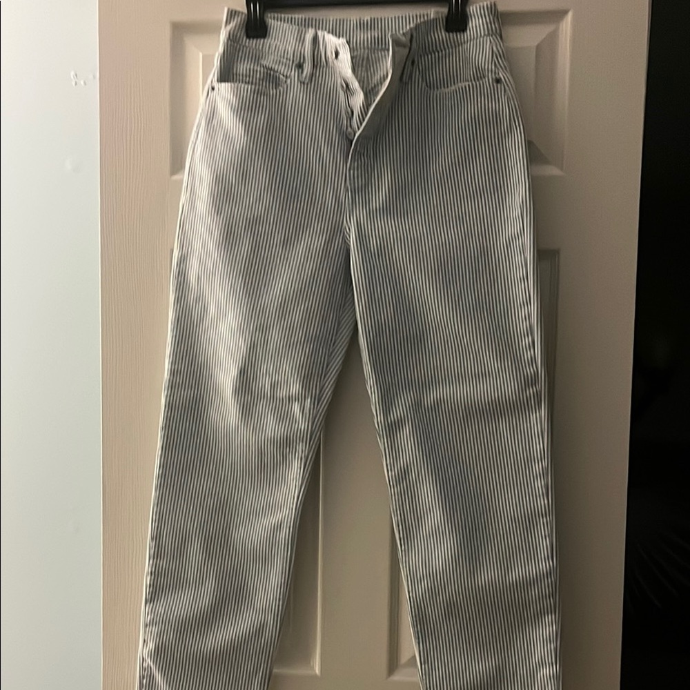 Old Navy High Rise White and Blue Jeans